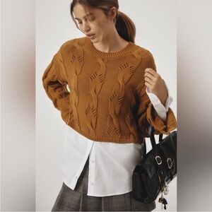 Nwt Pilcro Women's Copper twofer Sweater